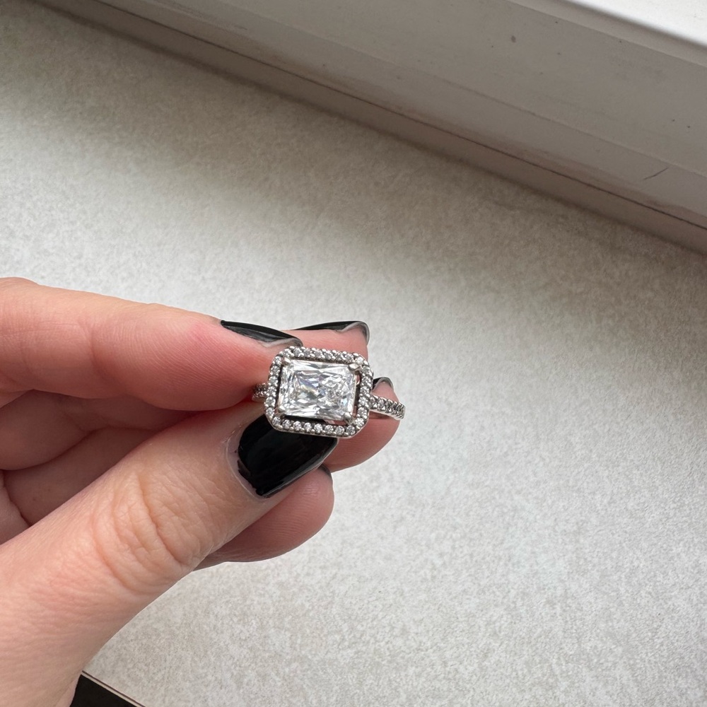 Pandora Rectangular Sparkling Halo Ring - image 7